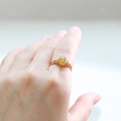 黄色翡翠リング K10YG yellow jade side diamond A貨翡翠 jd_rg2050