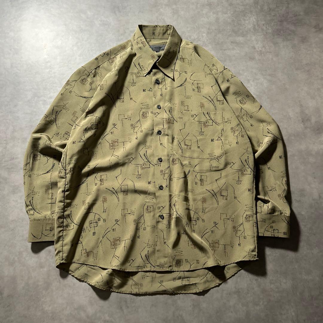 ヴィンテージ グリーン レトロ パターン レトロ ヨーロピアン シャツ