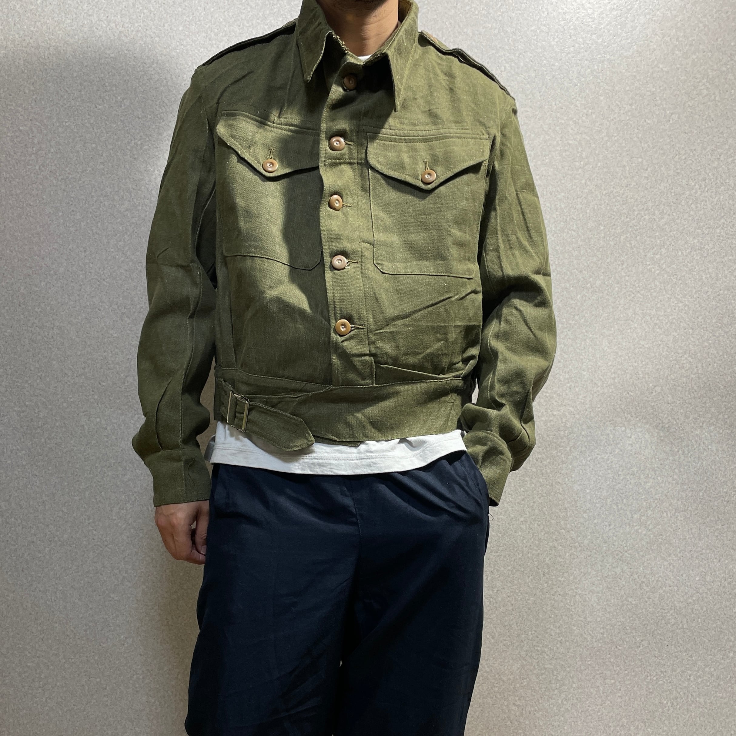 DEADSTOCK【BRITISH ARMY】GREEN DENIM BATTLE DRESS JACKET デッド