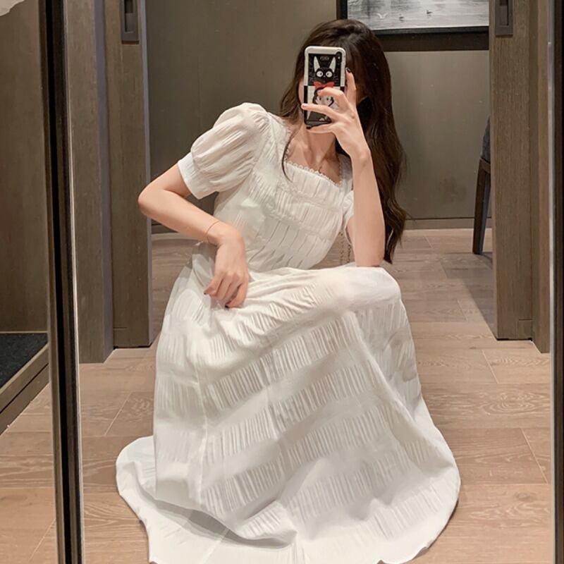 ホワイトカラースカート スプリングハイウェストウェストスリムドレス 春物 スクウェア YY-ファッション7576499617