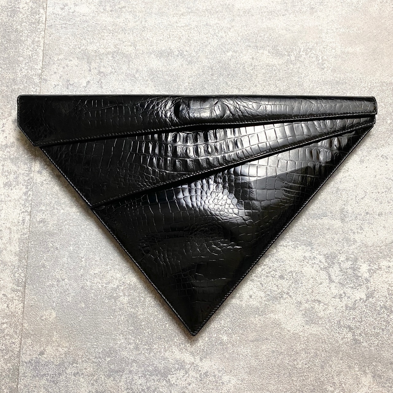 vintage VERSACE crocodile embossed double pocket clutch bag