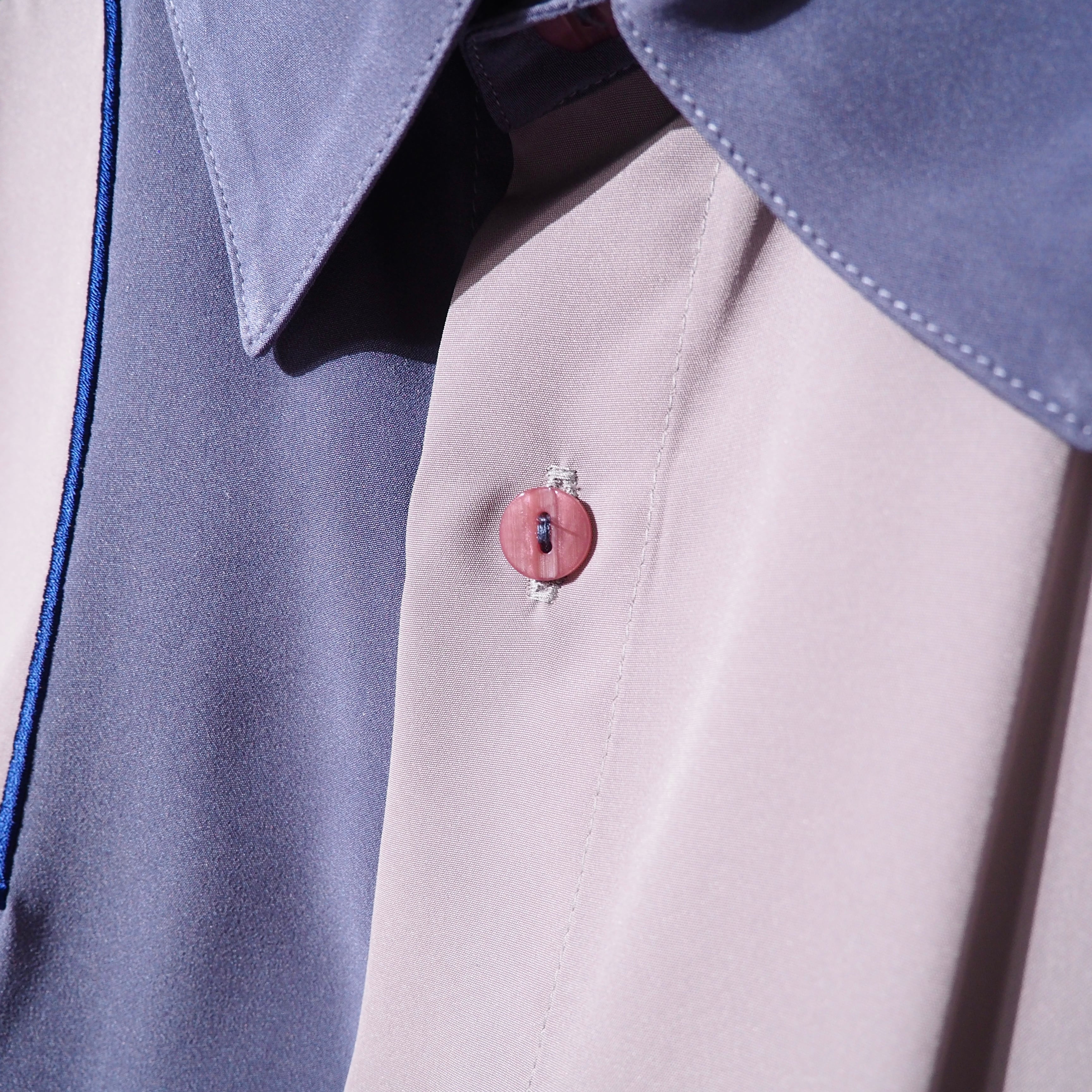 1990s Light purple × Ivory Bi color vintage Drape loose shirt