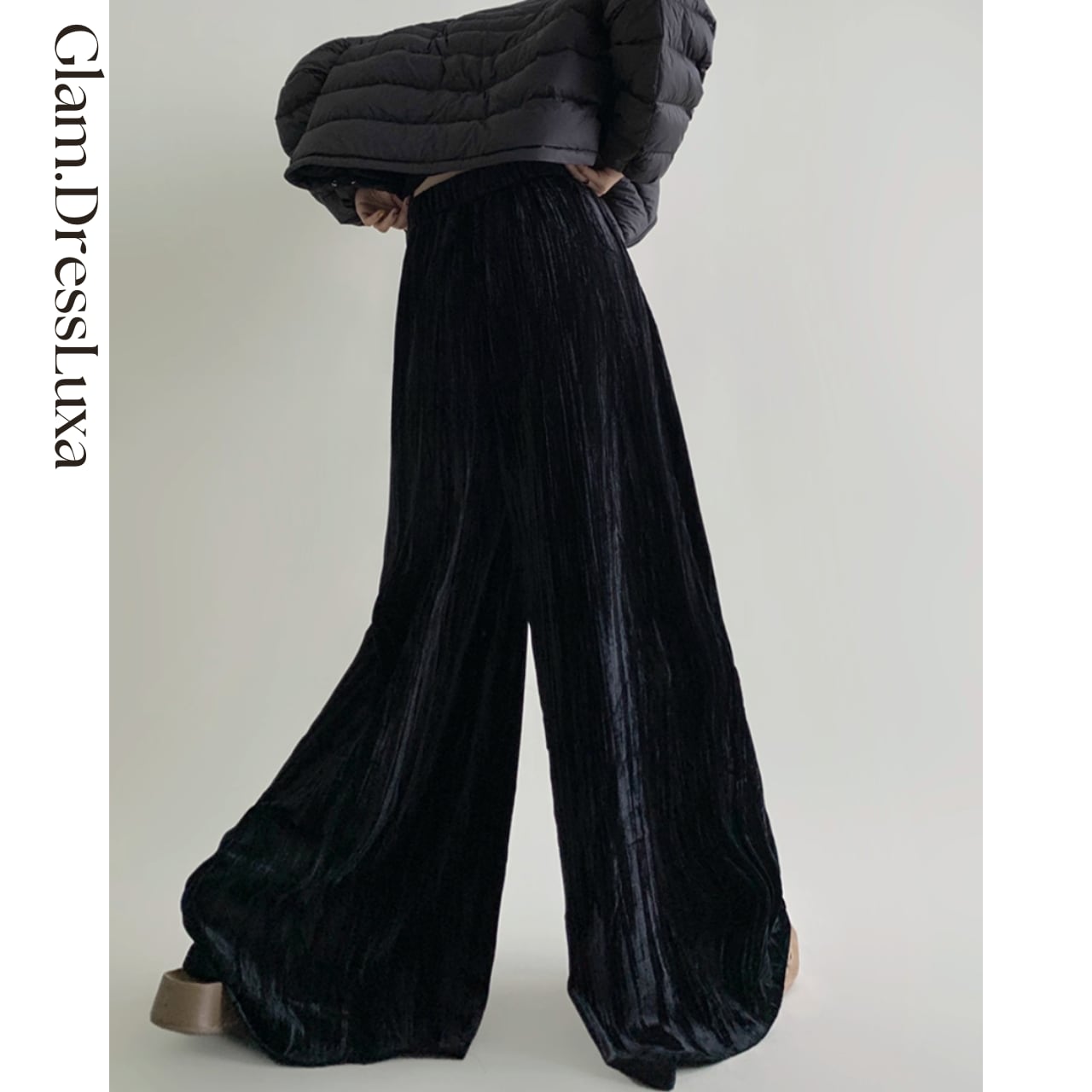 Velvet Sheen Wide Pants/2color_P445