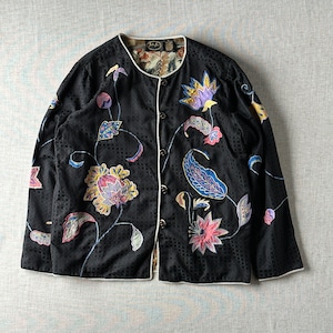 90s–00s Floral Appliqué Embroidery Jacket / Unisex L