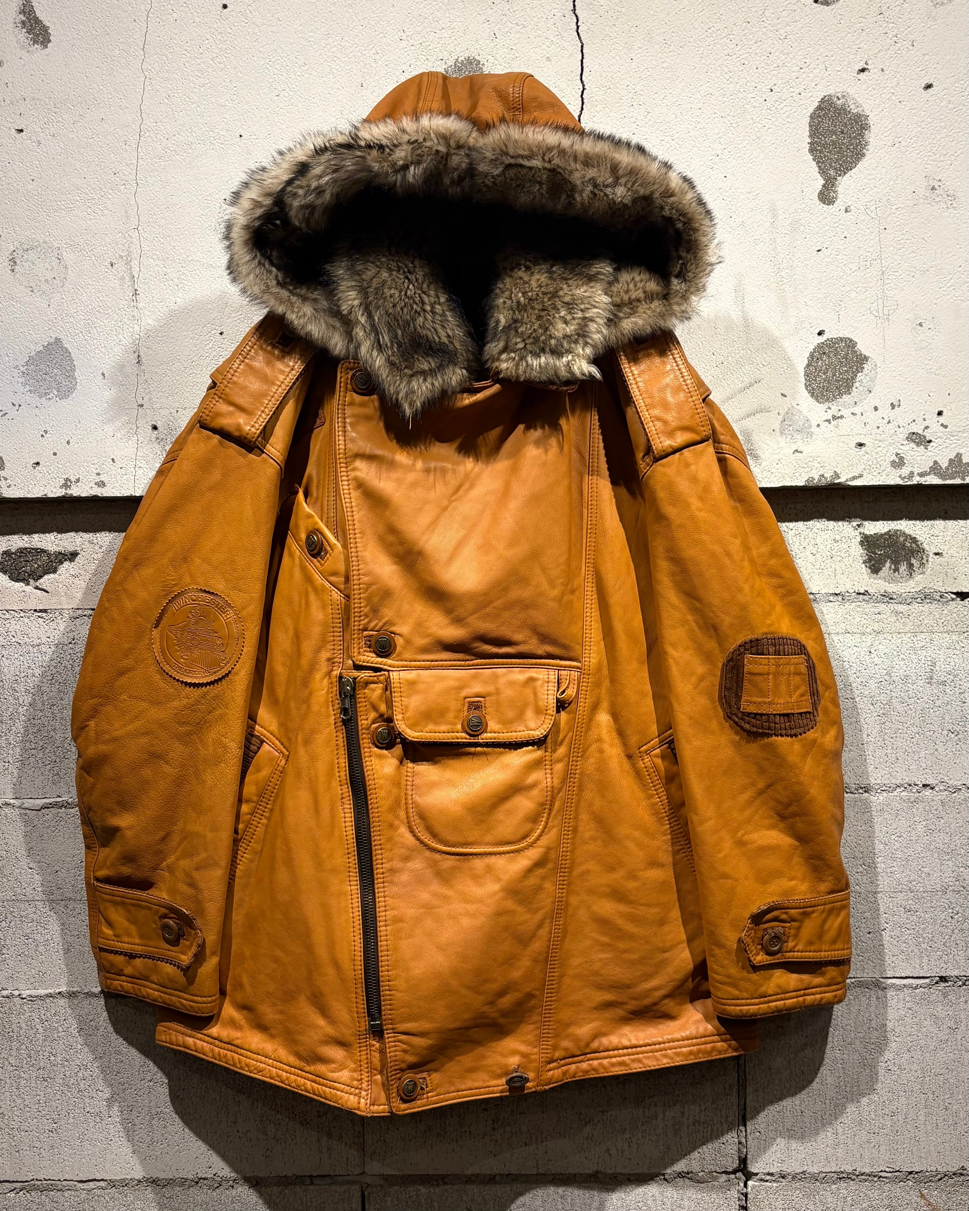 Caka otto】80's “Winchester“ Motorcycle Motif Design Euro Vintage