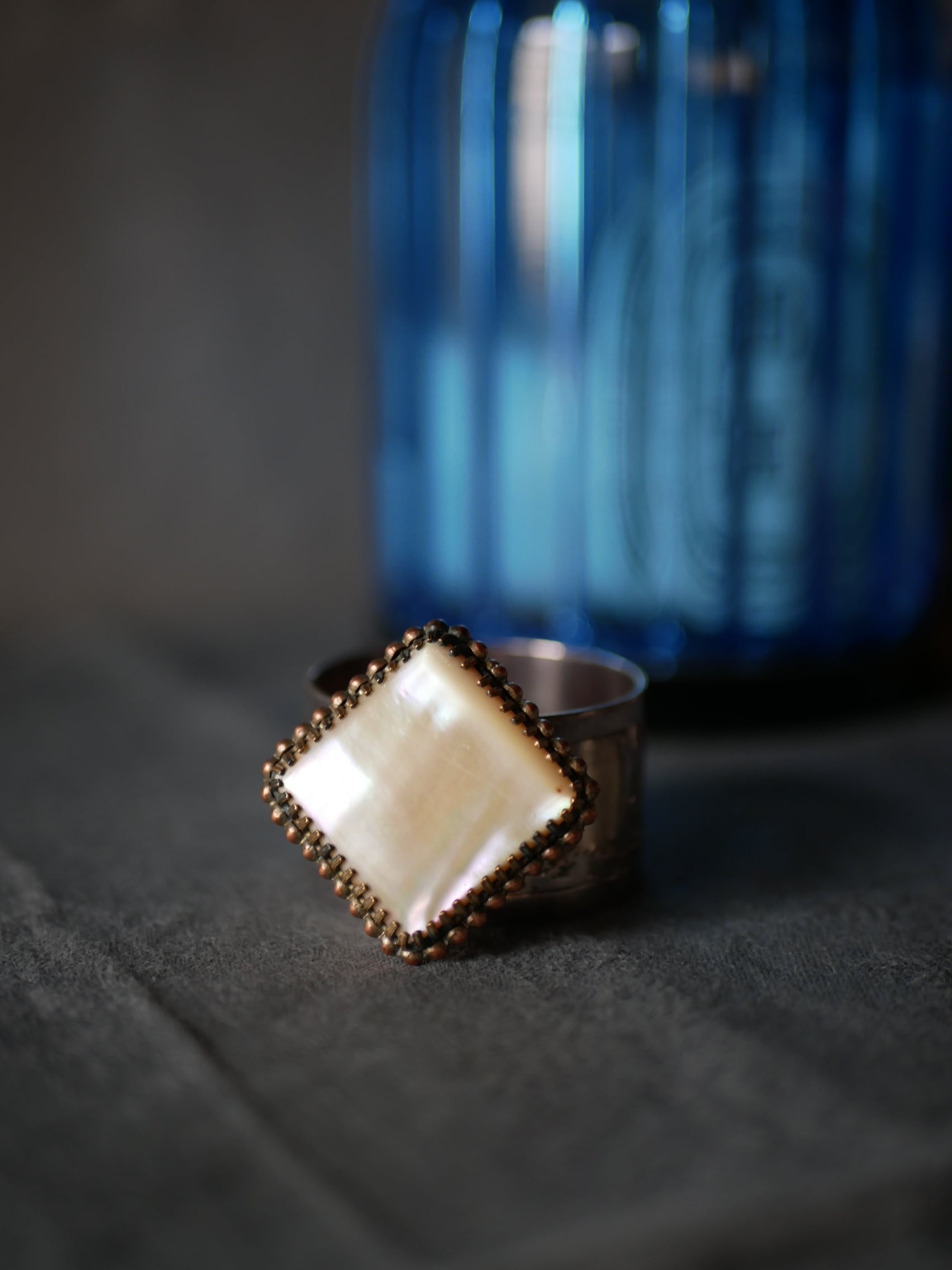 マザーオブパール スクエアーブローチ ヴィンテージブローチ フランス ブロカント