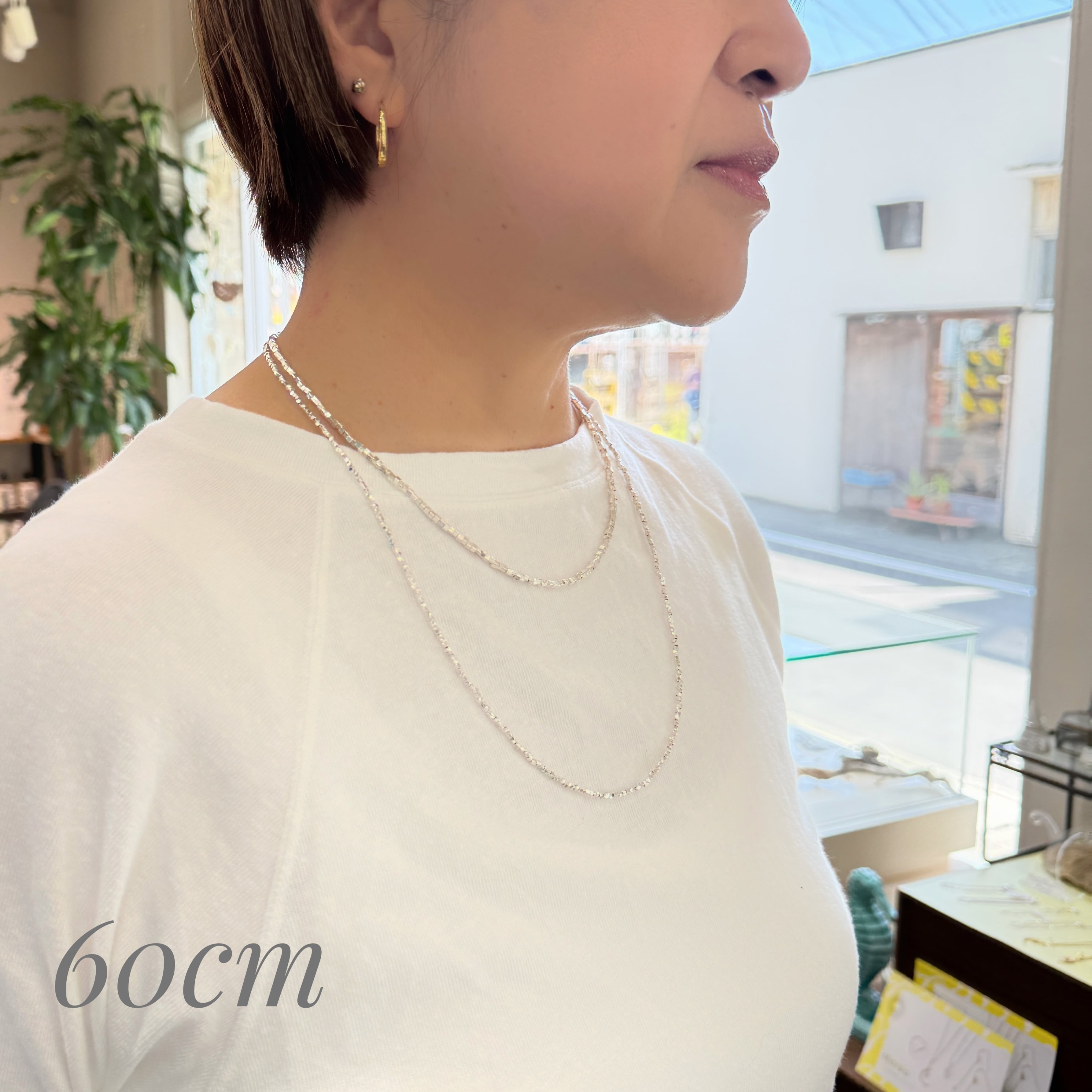 1.5mm キューブ カット シルバー ネックレス 60/70cm | 【公式通販