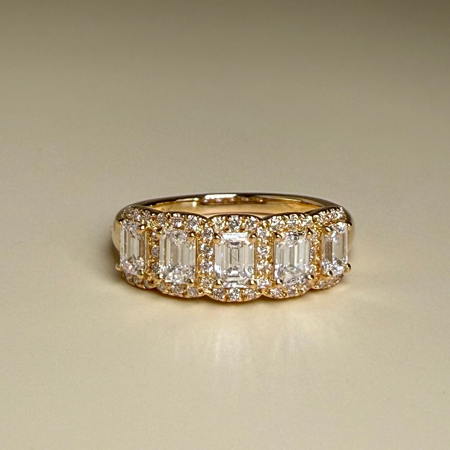エメラルドカット ダイヤモンドデザインリング MM 1.00ct K18イエロー