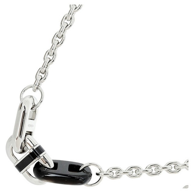 Unused HERMES エルメス ネックレス マイヨン バッファローホーン ラッカーメタル ノワール シルバー金具 チョーカー 未使用品