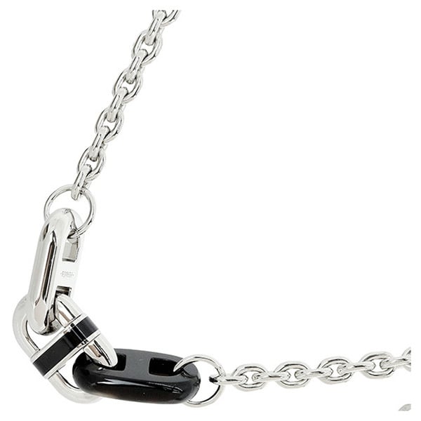 Unused HERMES エルメス ネックレス マイヨン バッファローホーン ラッカーメタル ノワール シルバー金具 チョーカー 未使用品