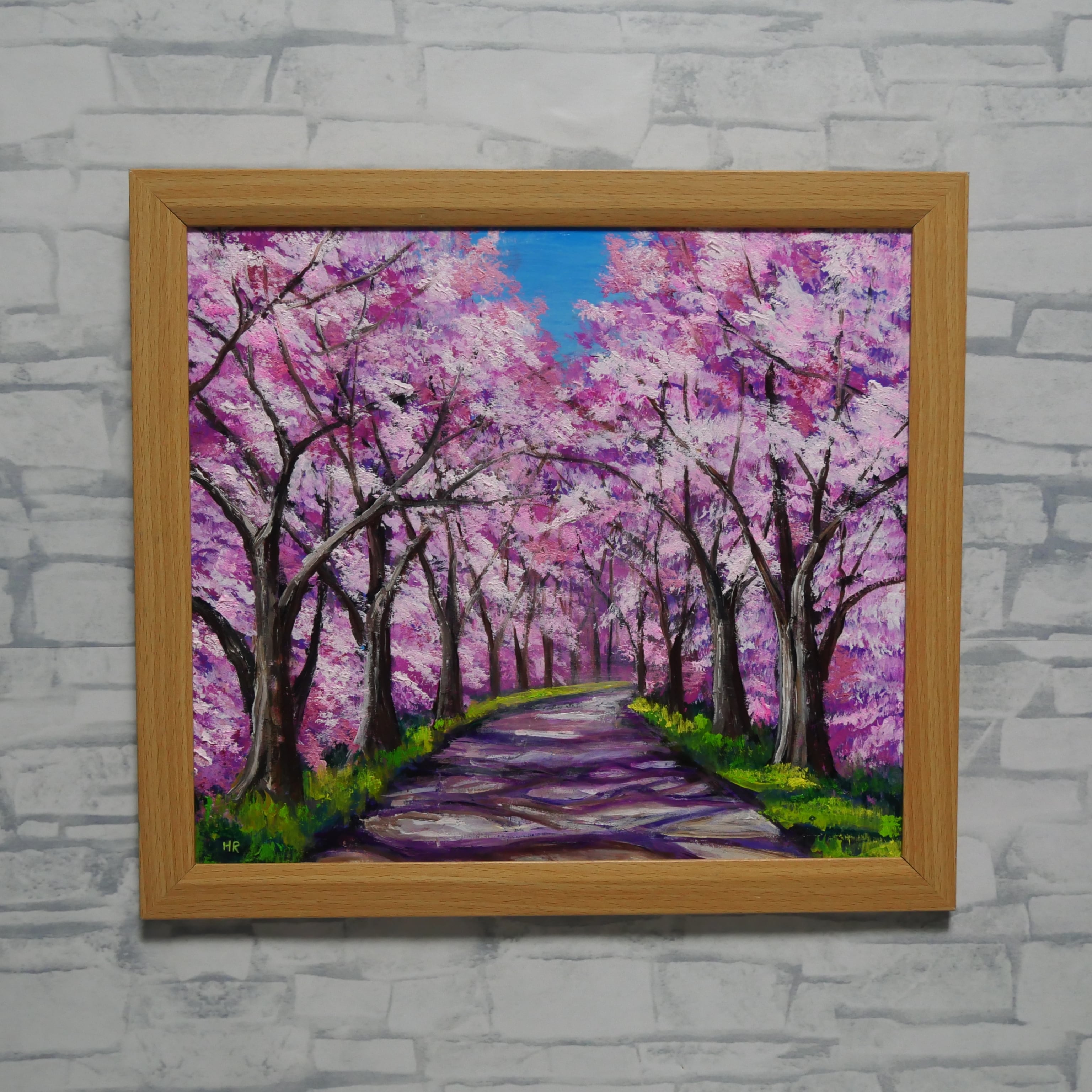 桜の小道：春の記憶｜油絵 桜 風景画 絵画 原画 春 癒やしのアート