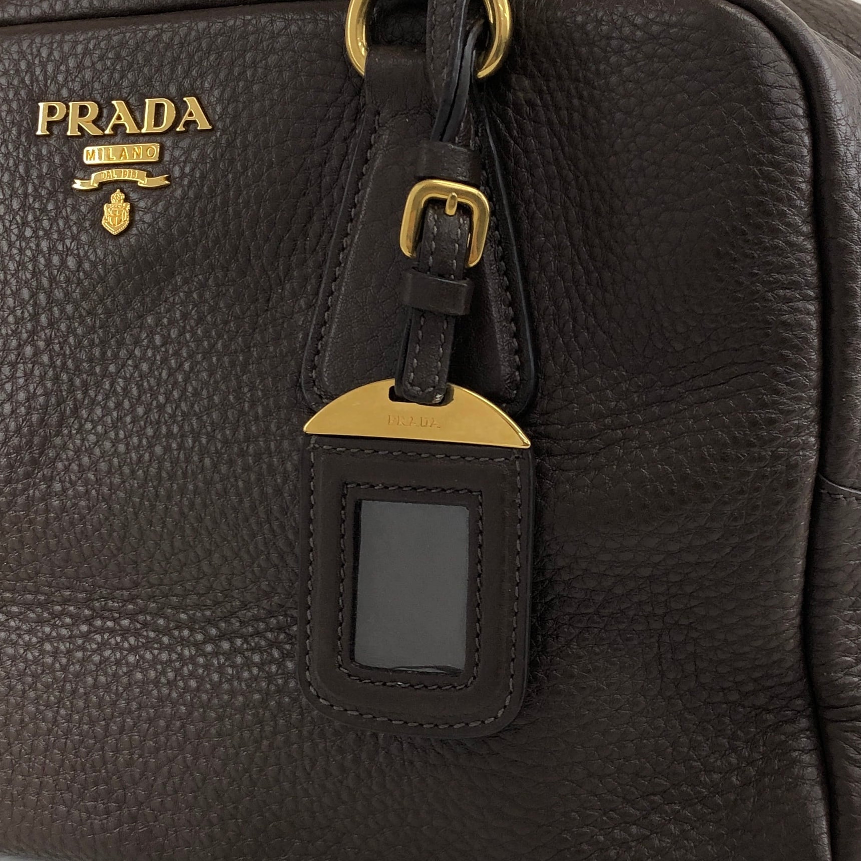 PRADA プラダ ショルダーバッグ ブラウン ロゴ レザー vintage