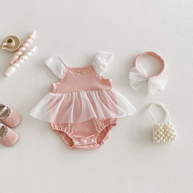 【BABY】チュールフリルリボンロンパース - 8