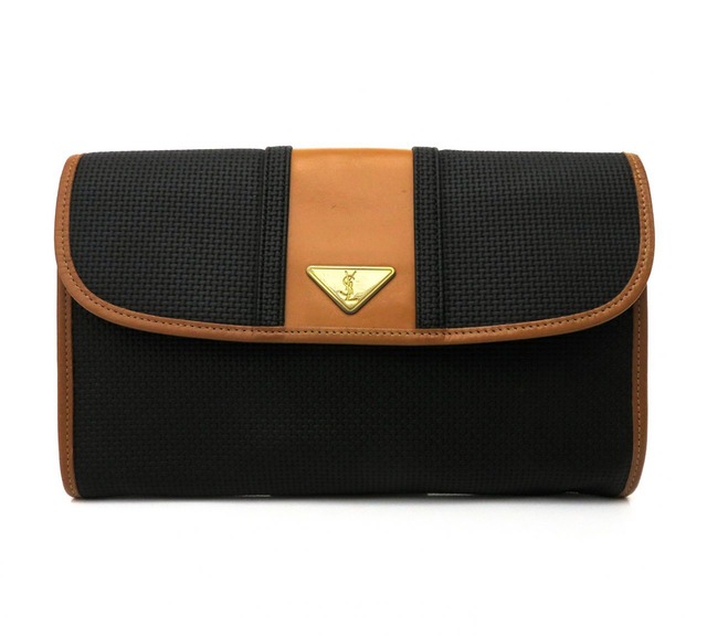 Yves Saint Laurent / イヴサンローラン YSL ロゴ 三角プレート クラッチバッグ セカンドバッグ