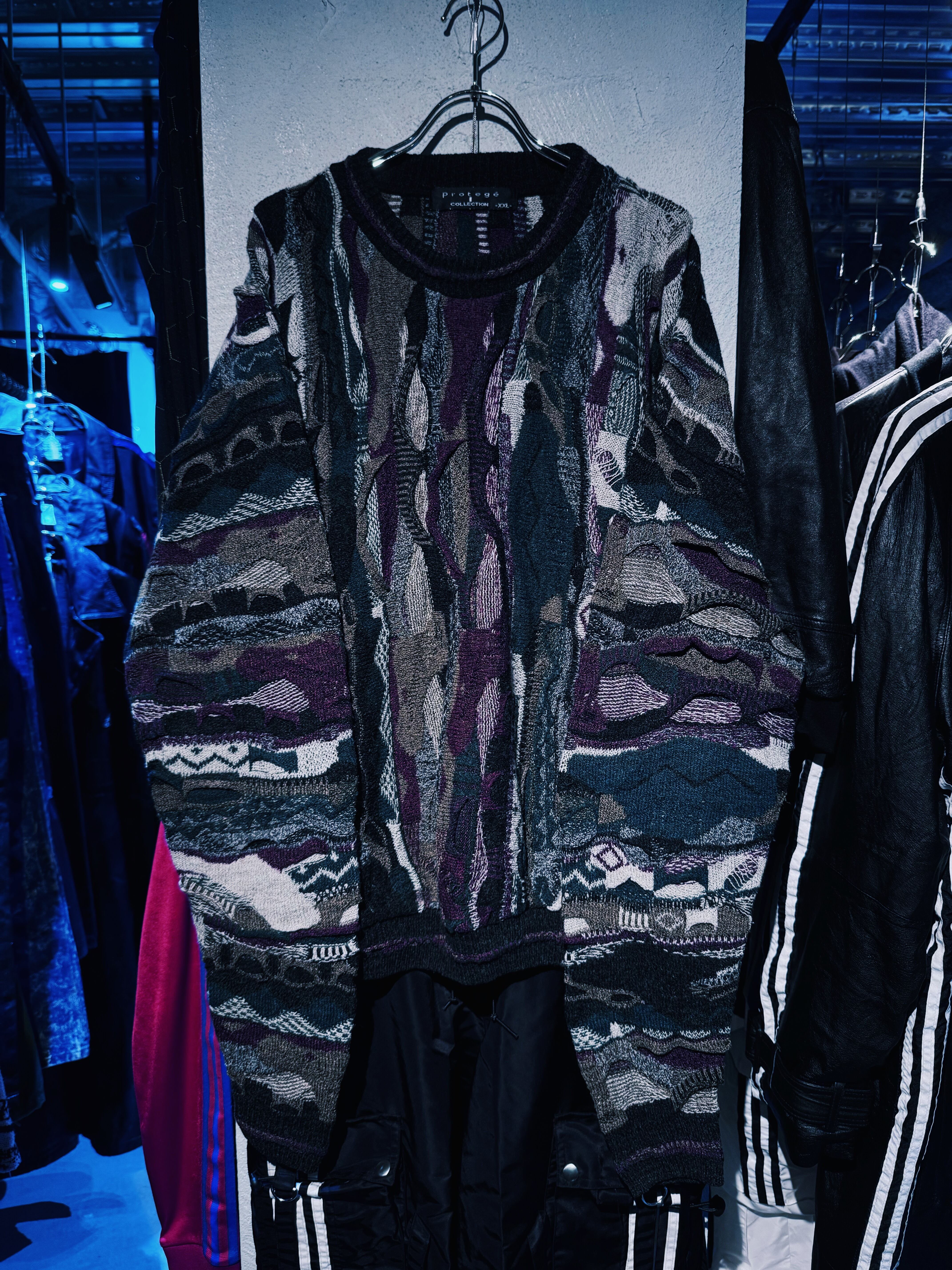 【D4C】Euro vintage mulch color 3D design knit shirt