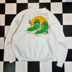 90s USA製　Fruit of the loom ローカルレストラン　スーベニアスウェット　白　