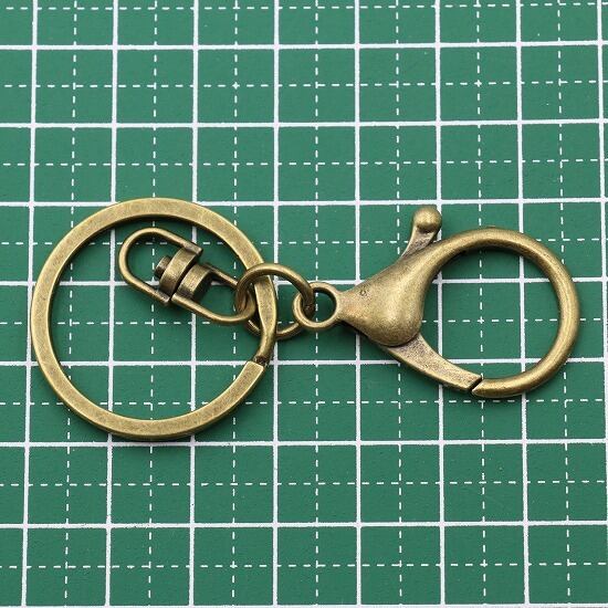 キーリング金具 回転カン付き アンティークゴールド 10個セット a693