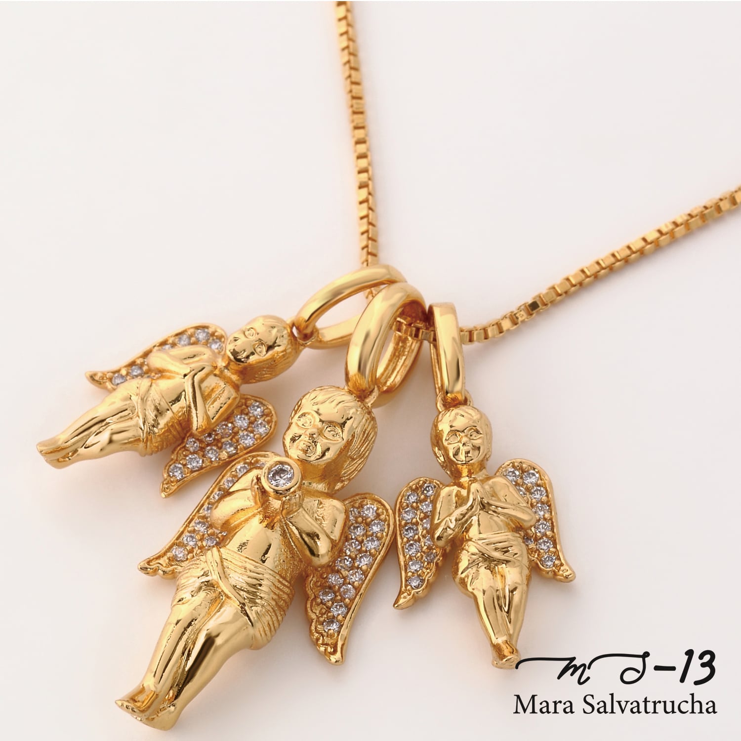 MS-13】K18GP エンジェル チャーム トリプルセット（ゴールド