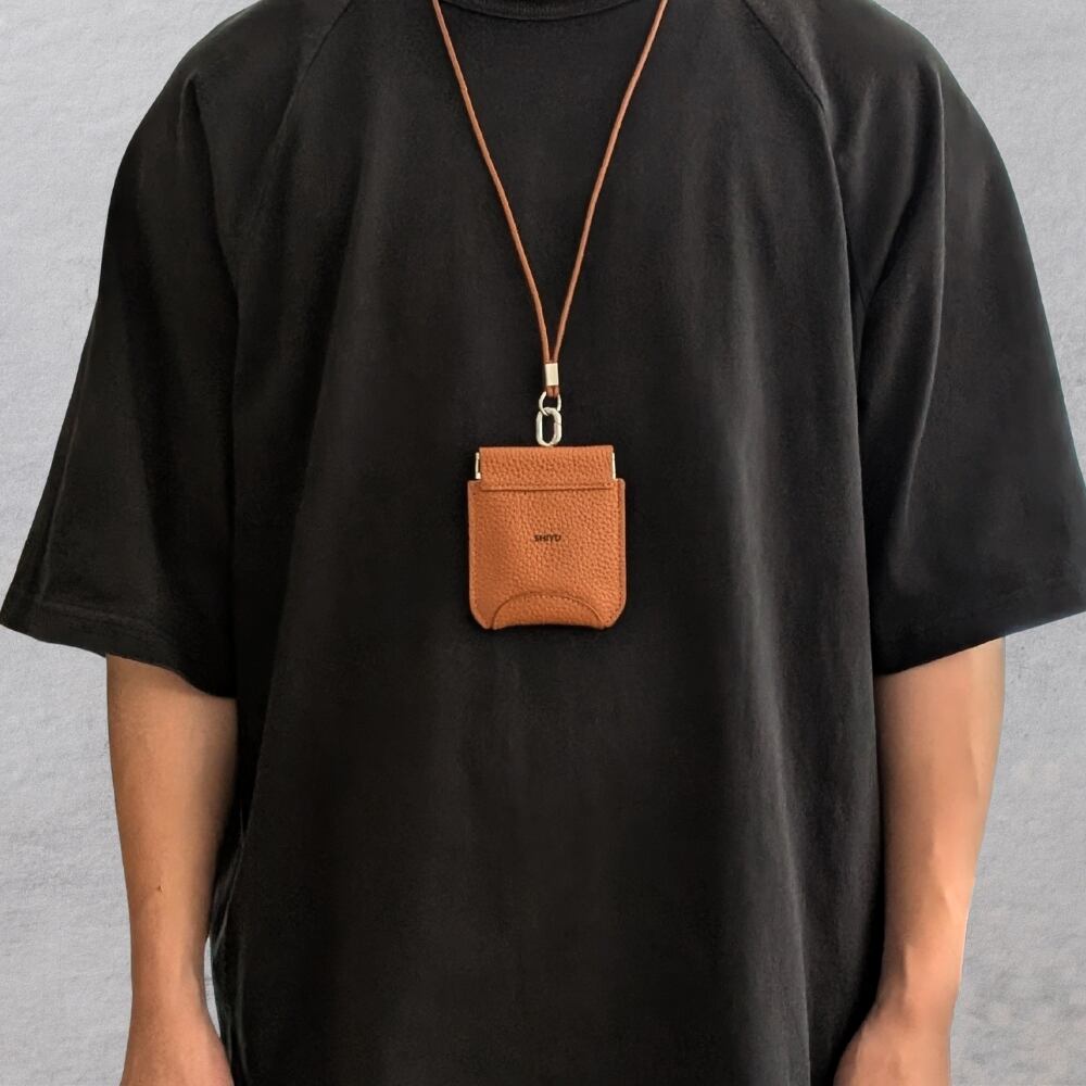 レザーネックストラップバネ口ケース ◇ スマホショルダー 財布