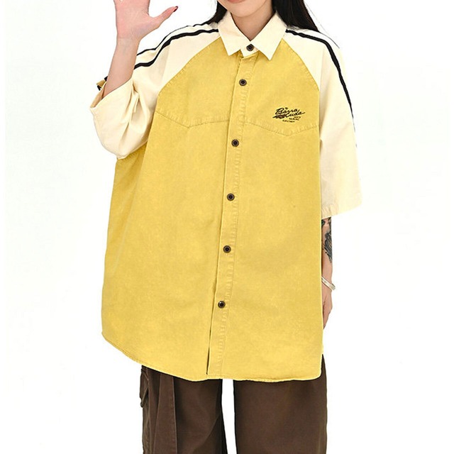 スポーツラインウォッシュデザインシャツ 2col   R01673