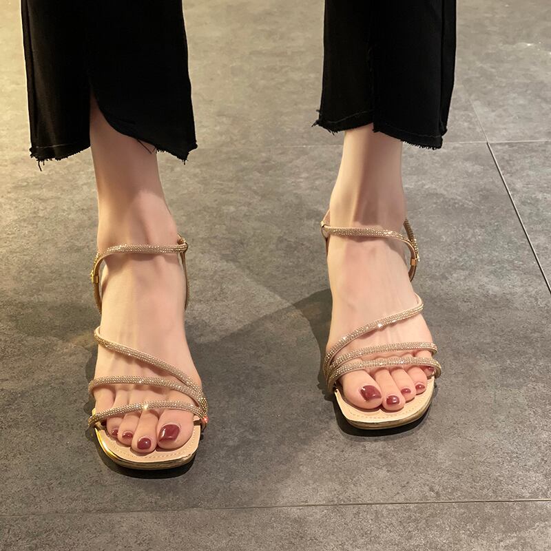 サンダルサマーラインストーンレッドスタイル 靴 シューズ ハイヒール 夏物 部族の婦人靴57827029197