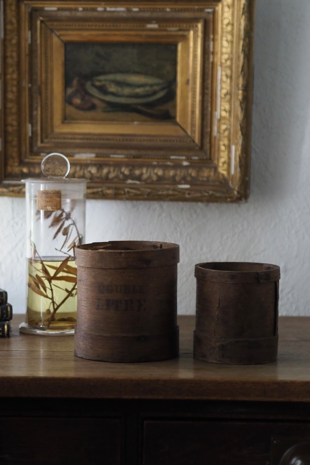 曲げわっぱ計量カップ親子セット-antique bentwood cup set