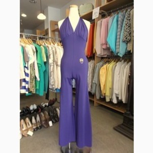 ヨーロッパ古着 dark purple halter neck jumpsuit