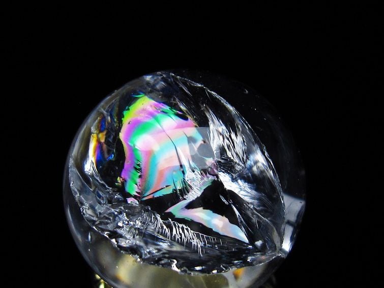 アイリスクォーツ 水晶 丸玉 虹入り 27mm 水晶玉 置物 スフィア 141