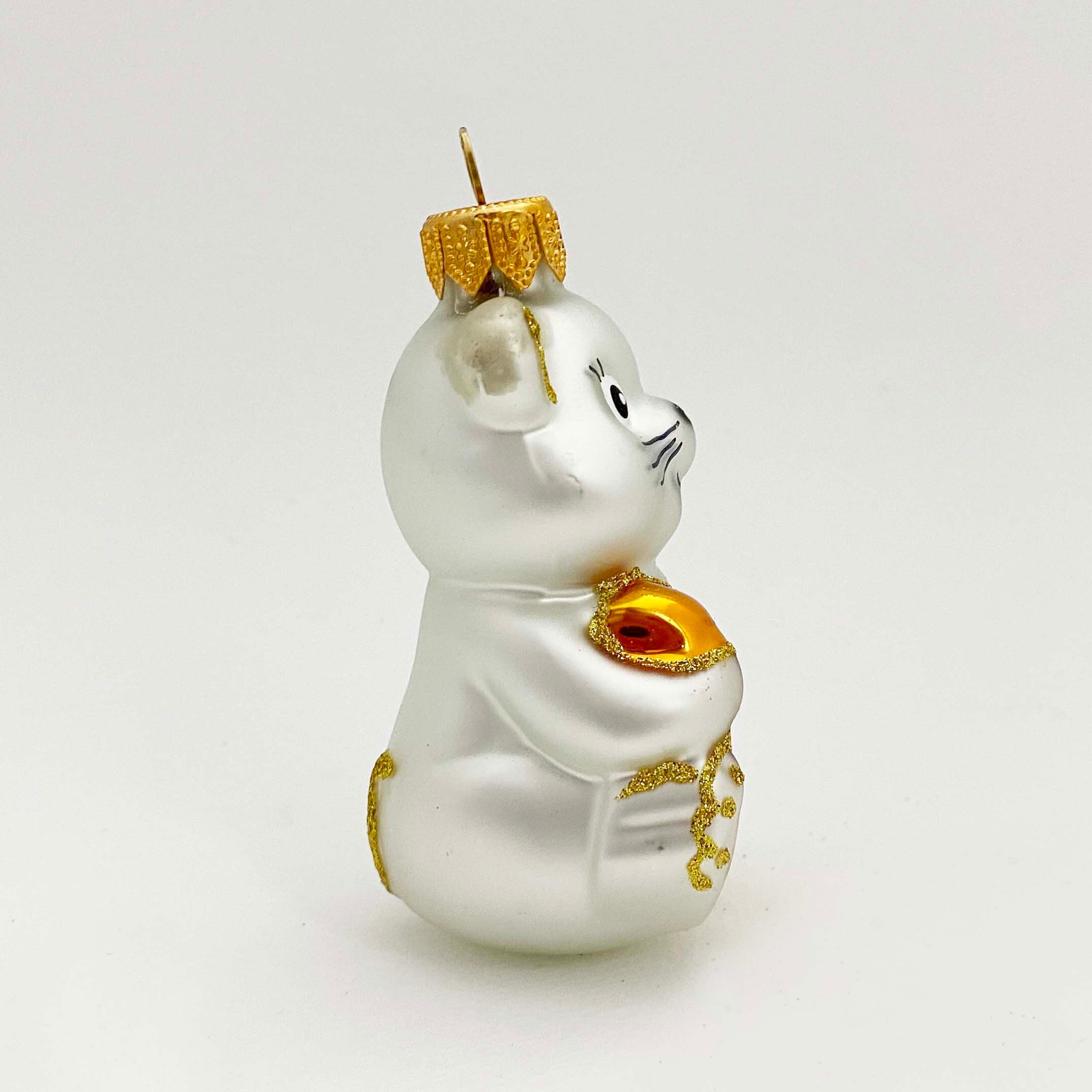 ウクライナ製 ガラスオーナメント（チーズを持ったネズミ）