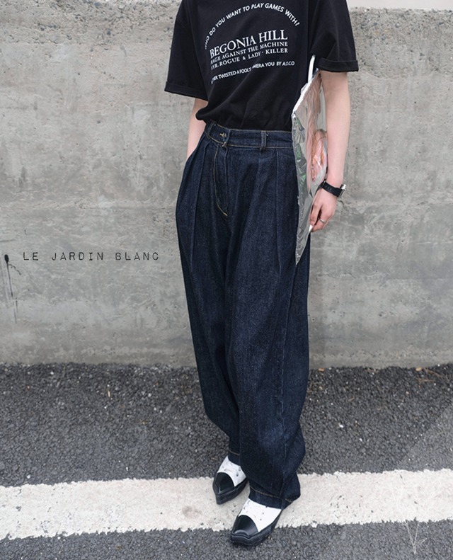 wide tack denim pants