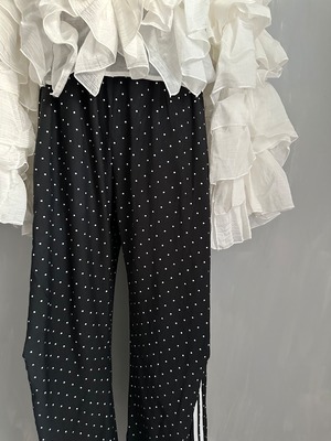 6月上旬polka dot 2way linen track PT／Black