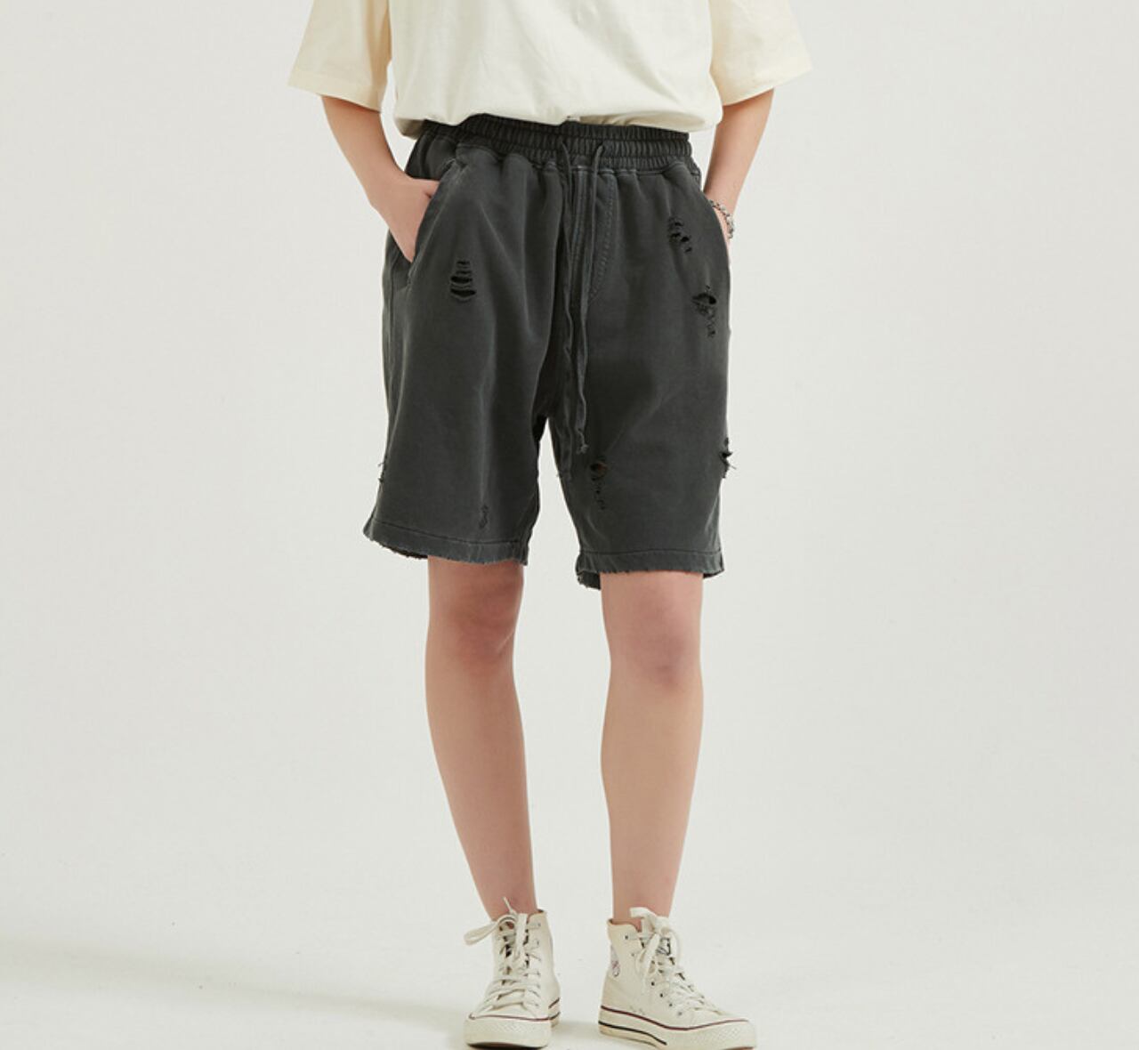レトロウォッシュダメージショートパンツ4色 / Retro Wash Damage Short Pants