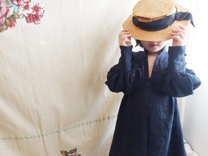 【kids】balloon cuffs dress  / navy