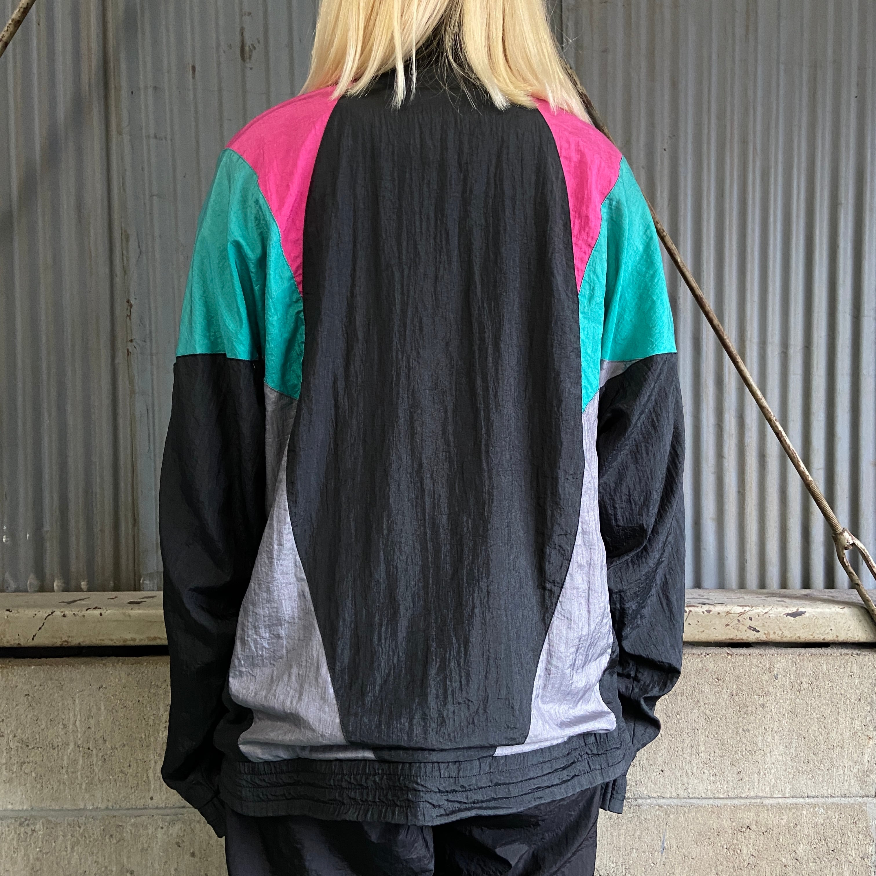 80年代 adidas アディダス ワンポイントロゴ刺繍 切替 ナイロン  