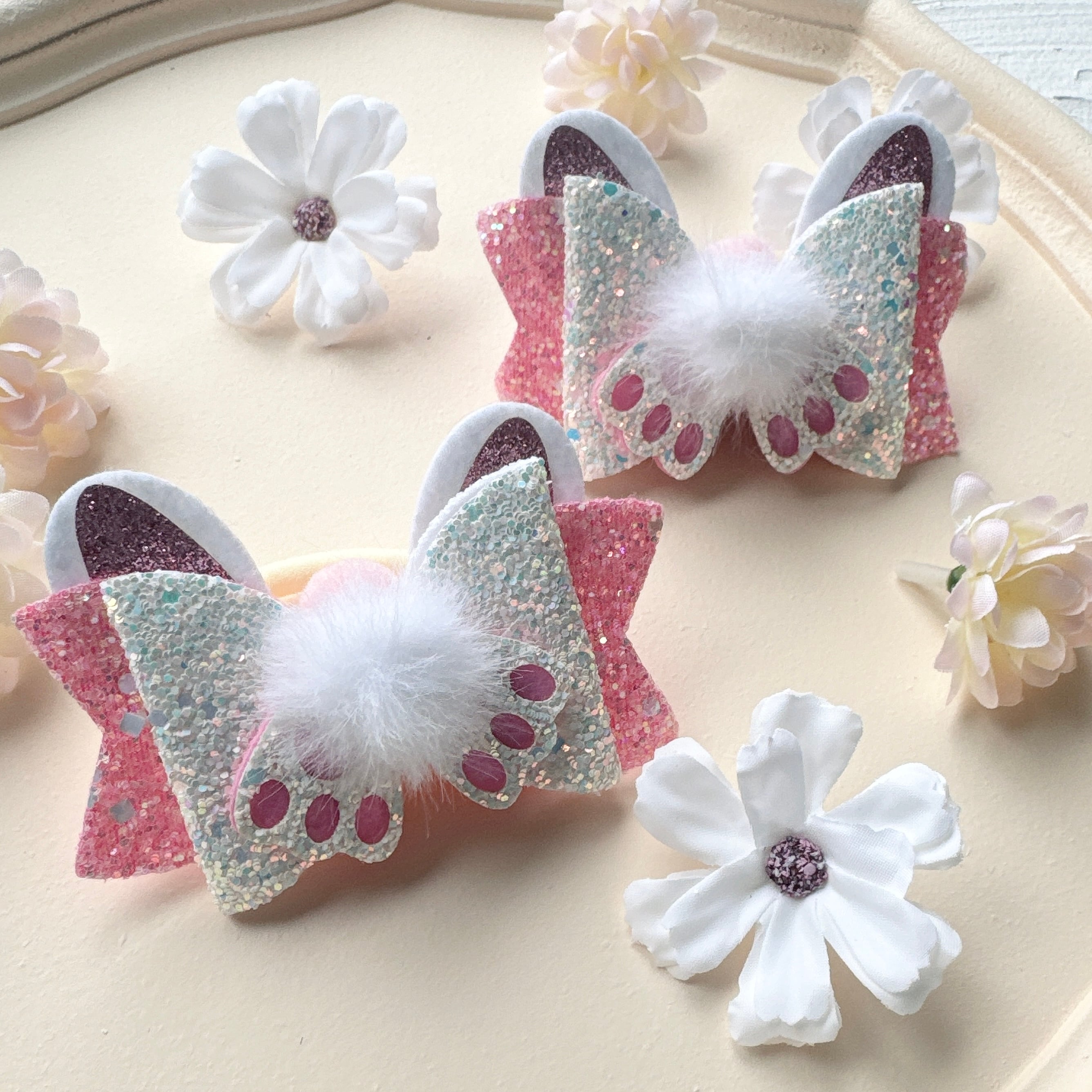 イースターうさちゃんリボンヘアバンド（後ろ支え付き）