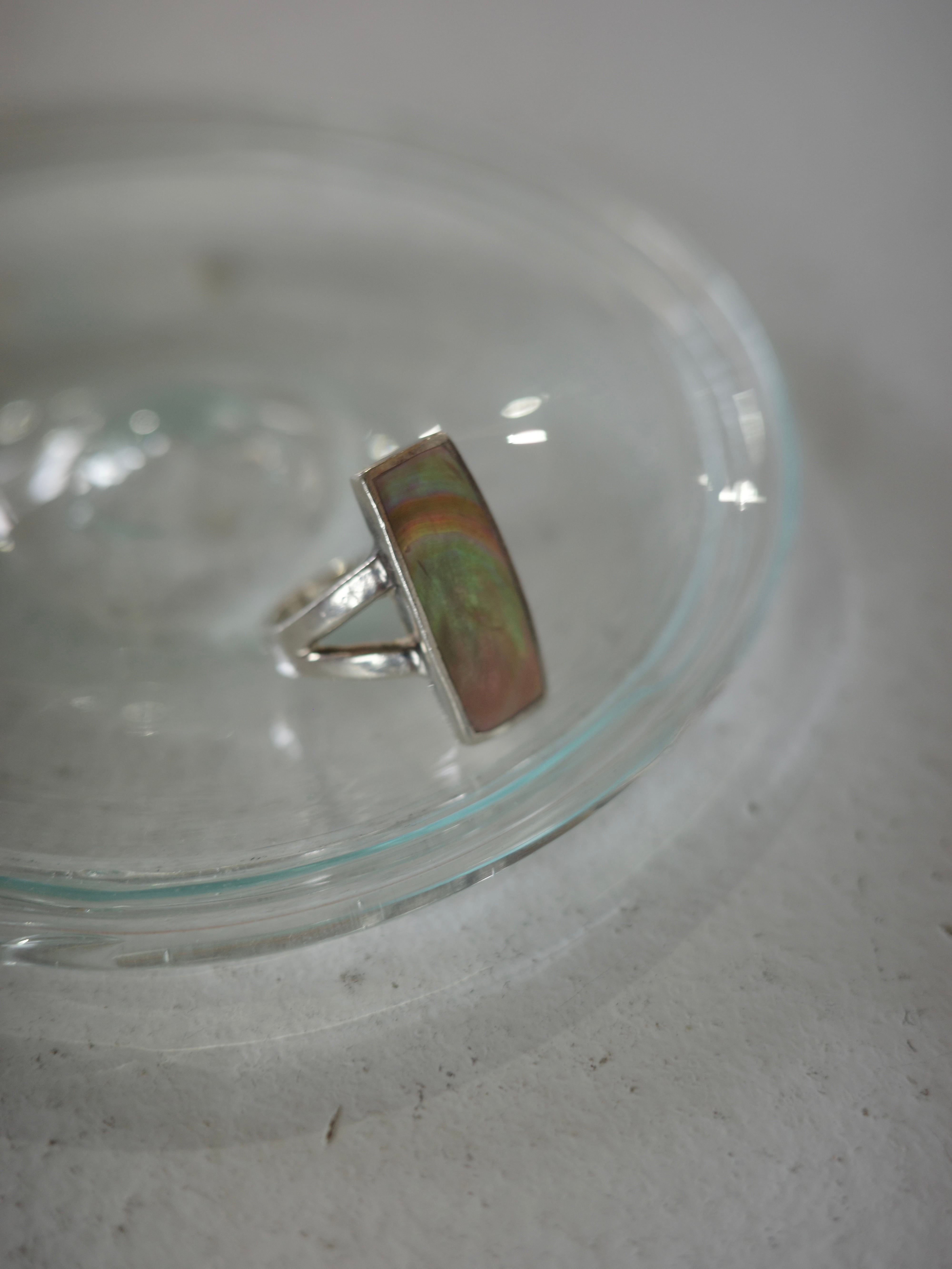 <vintage silver925>abalone square ring