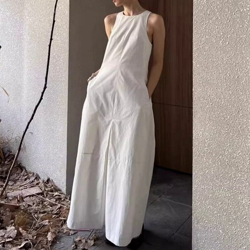 loose round neck sleeveless dress W00114