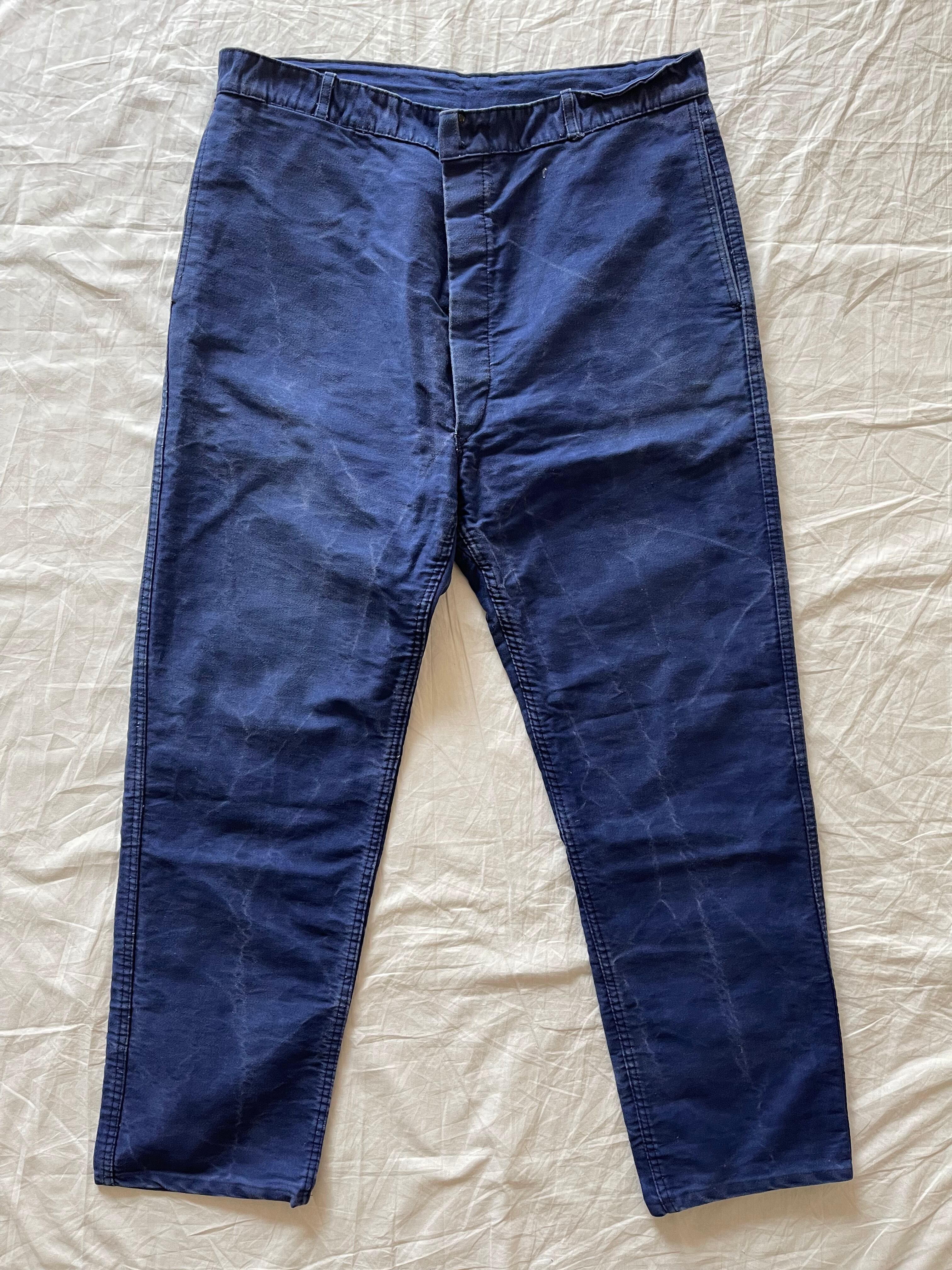 1950~60s French vintage Blue Moleskin Work pants "Mont Saint-Michel”
