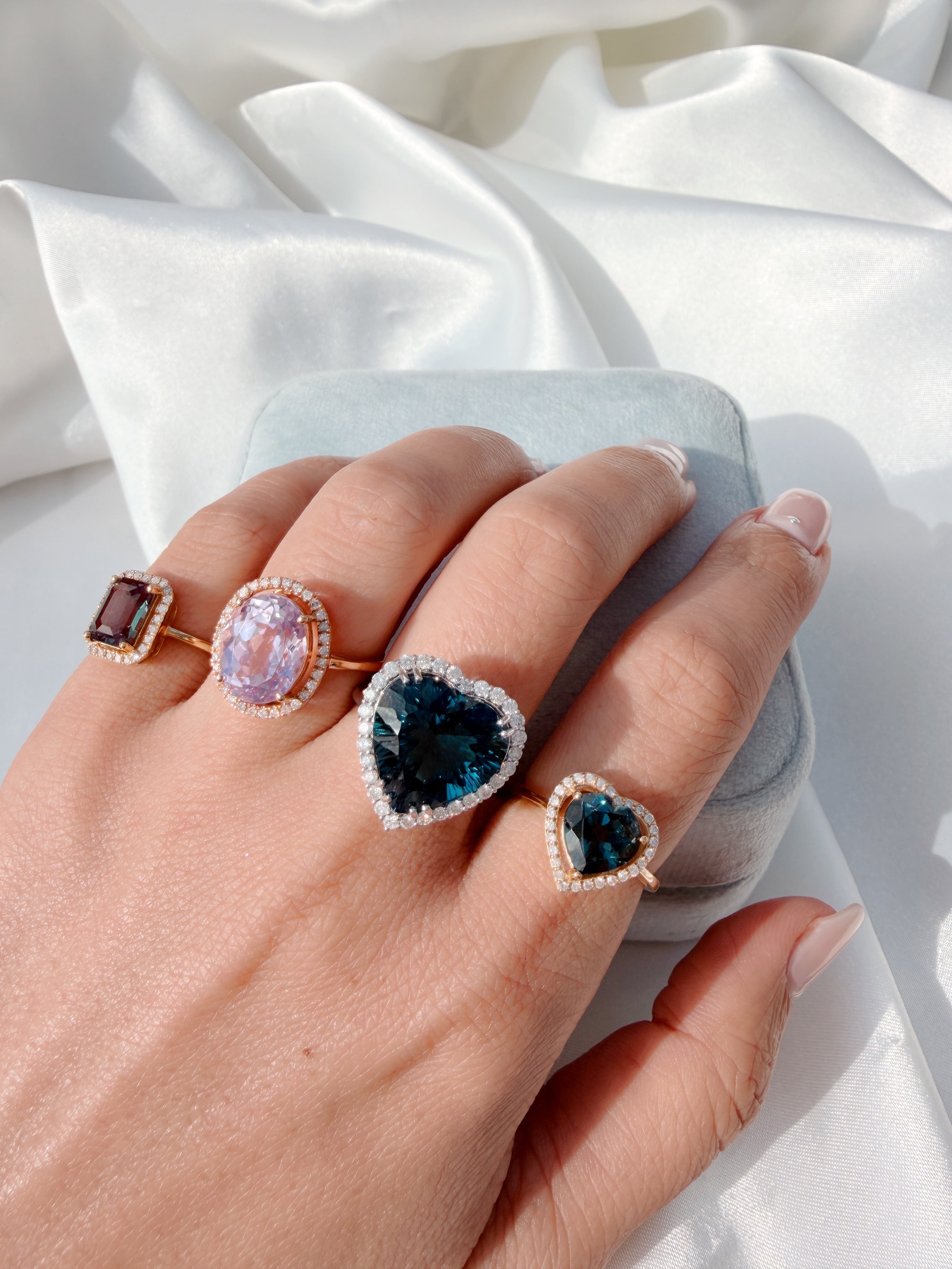 クンツァイト ダイヤモンド Halo Grand Bijoux 18K Ring | ＜天然石