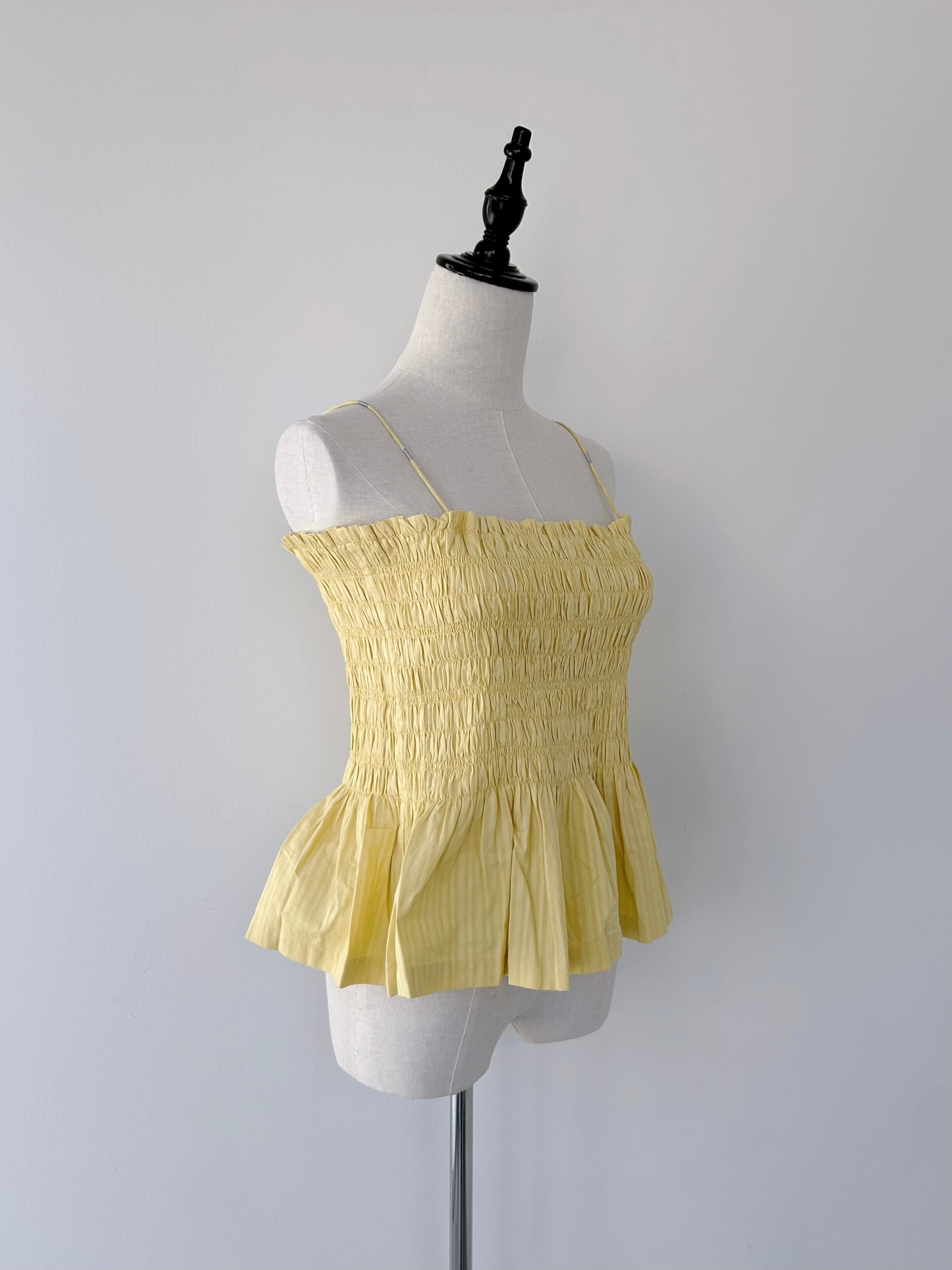 Sara Mallika Cotton Stripe Jaquard Shirring Top | KOKO