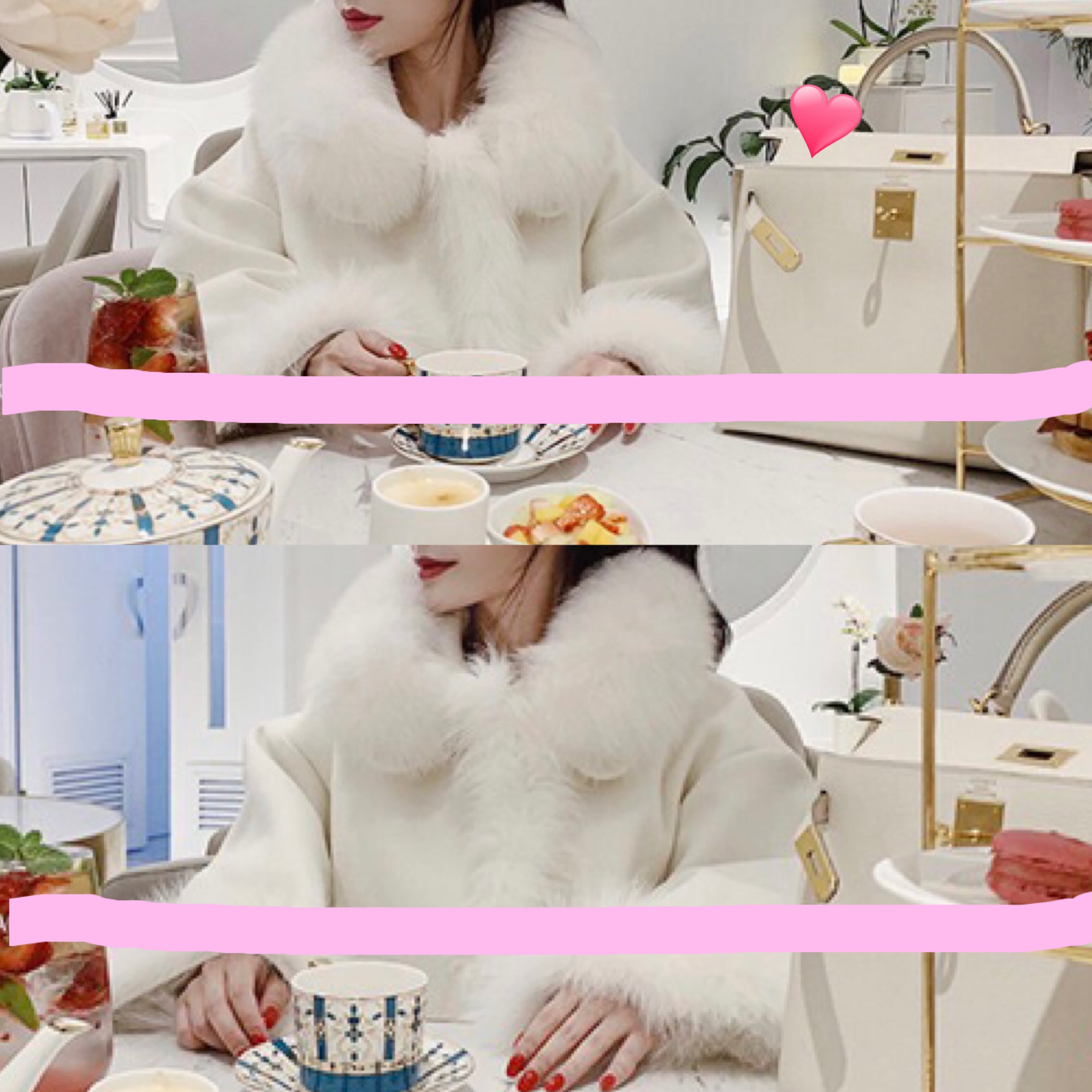 コート ファー ホワイト ポケット ゴージャス 白 襟 ショート アウター