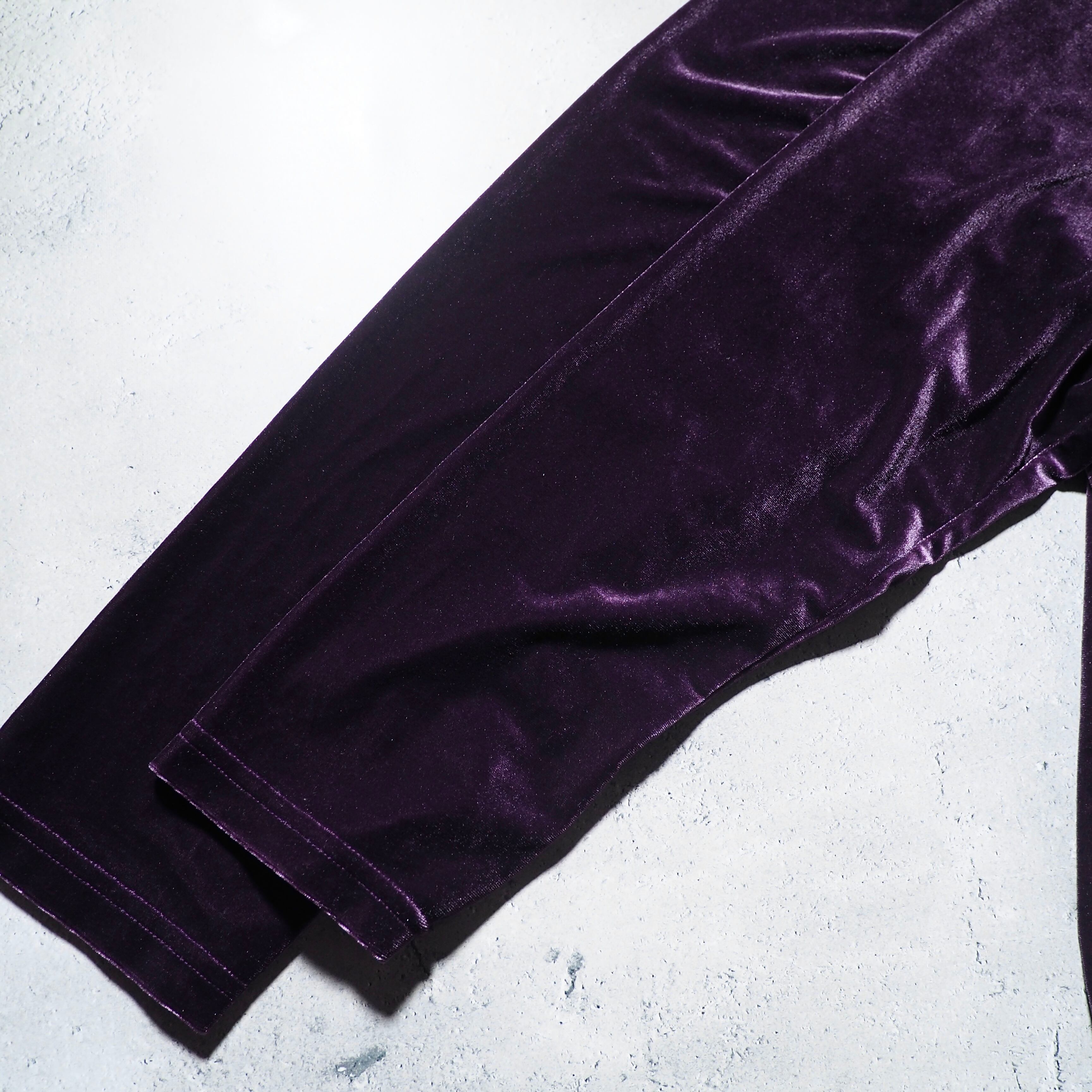 1990s Beautiful luster purple color vintage Drape loose velours shirt