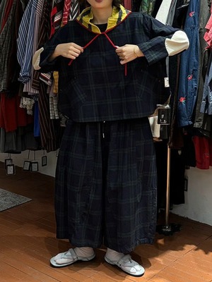 チェック柄ワイドシルエット ショート丈シャツ2col H 26452