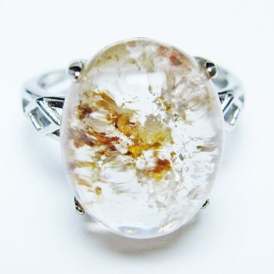 ガーデンクォーツ 指輪 ガーデン水晶 リング フリーサイズ 14号 一点物 メール便可 [M便 1/20] 115-6917