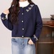 縁リボン刺繍ニットカーディガン ・10455