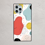 受注生産 iPhoneケース 赤と黄色の有機形ポップ抽象｜ポップアブストラクト PABS105C
