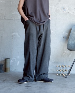 O-project 26SS "DOUBLE KNEE TROUSERS / COTTON LINEN AGED DENIM" COLOR : OFF BLACK