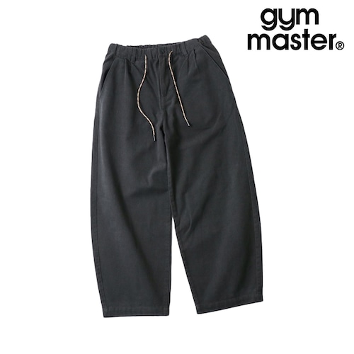 gym master ジムマスター 起毛ツイル バレルパンツ メンズ レディース ワイドパンツ カーブパンツ コットン100% ウエストゴム 紐 立体シルエット 秋冬 G845797 チャコール