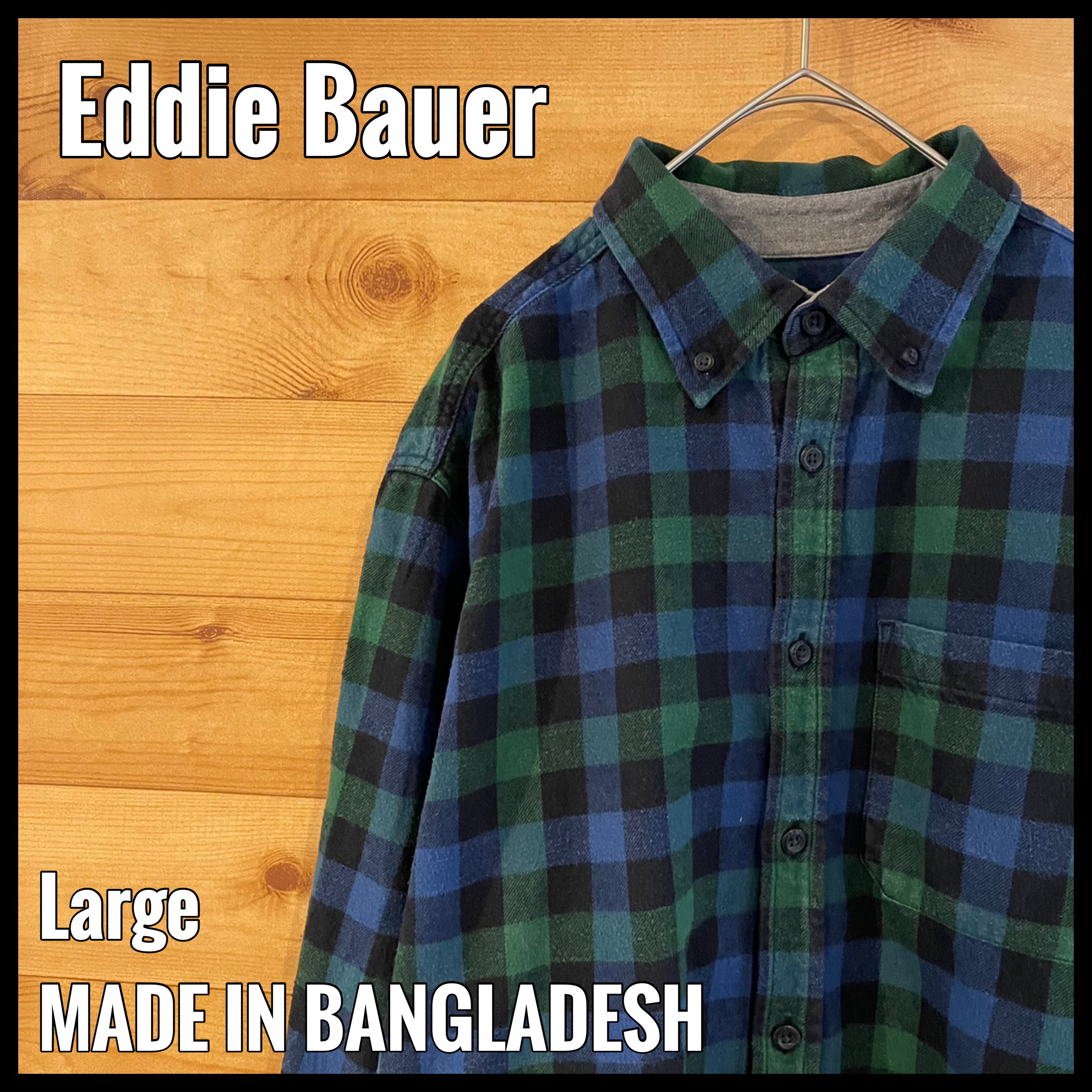 エディーバウアー Eddie Bauer オックスフォード 長袖 ボタンダウンチェックシャツ メンズL /eaa346319