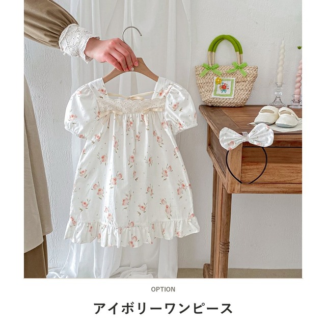 【姉妹服】リボンフラワーロンパース／フラワーワンピース - 3